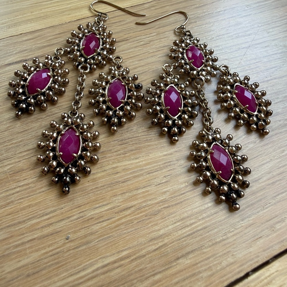 Vintage Kendra Scott Febe Earrings in Pink Jade
